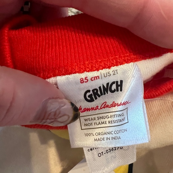 NWT Hanna Andersson Kids Dr. Seuss Grinch Long John Pajama Red Set 2T - Picture 2 of 6
